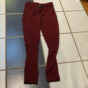 Puma Burgundy Drawstring Leggings with Logo